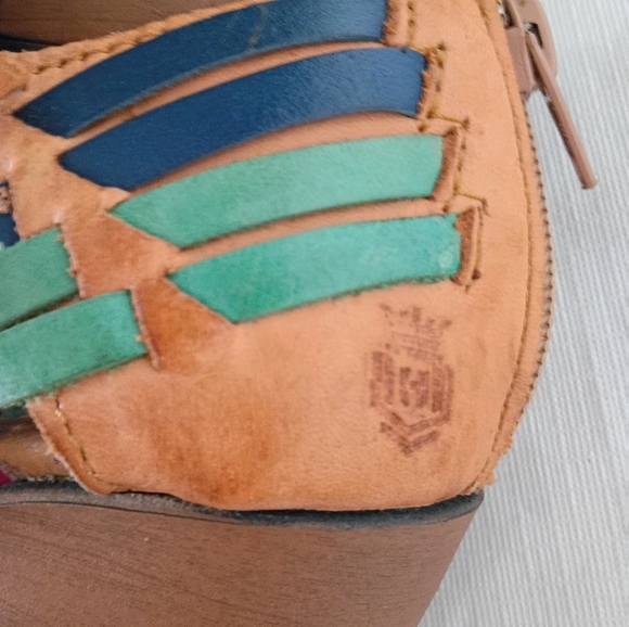 Huellas Mexicanas Leather Handmade Rainbow Block Heels Huarache Sandals  Size 7 - Picture 7 of 15